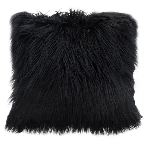 18" Square Accent Pillow by Diamond Sofa in Black Dual-Sided Faux Fur - R&R Furniture Gallery (Fountain Valley, CA)