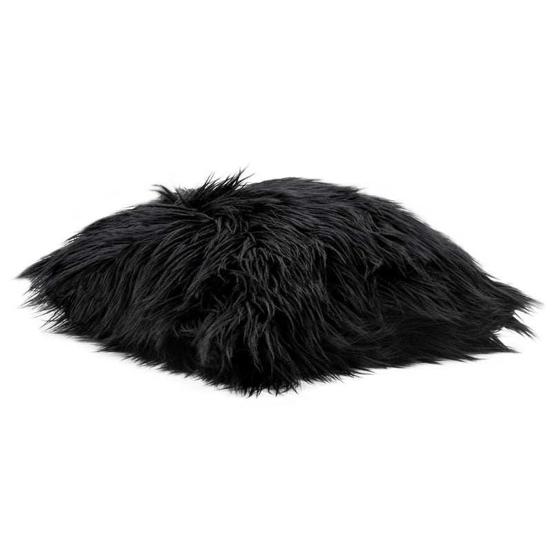 18" Square Accent Pillow by Diamond Sofa in Black Dual-Sided Faux Fur - R&R Furniture Gallery (Fountain Valley, CA)