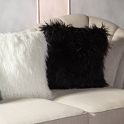 18" Square Accent Pillow by Diamond Sofa in Black Dual-Sided Faux Fur - R&R Furniture Gallery (Fountain Valley, CA)