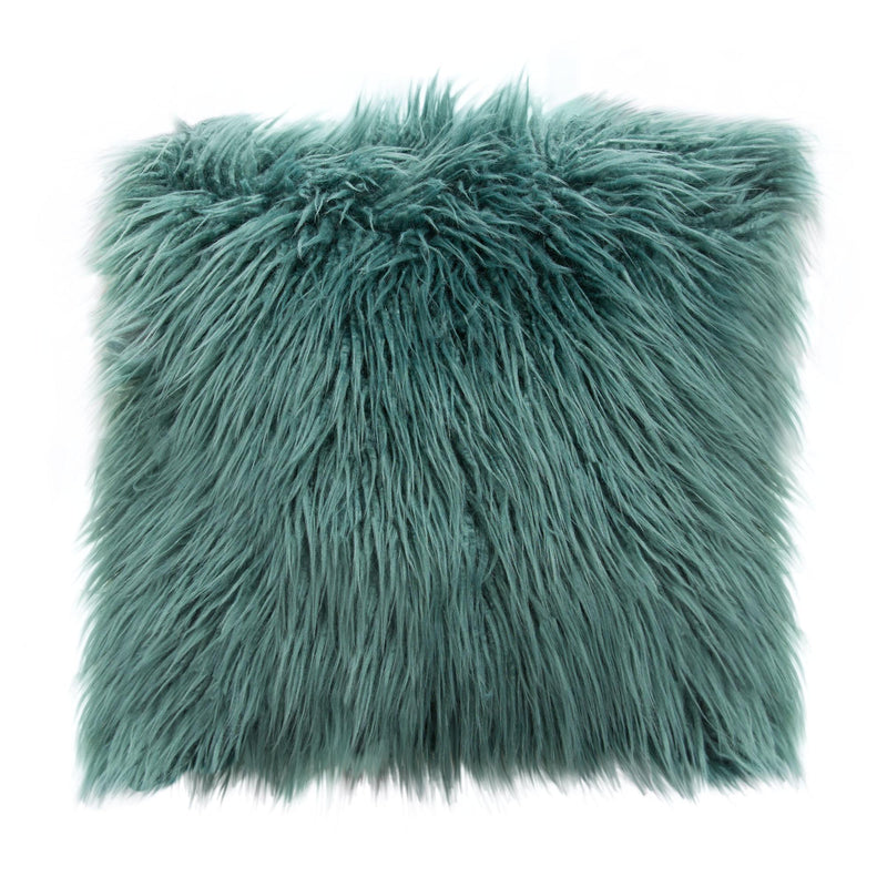 18" Square Accent Pillow by Diamond Sofa in Teal Dual-Sided Faux Fur - R&R Furniture Gallery (Fountain Valley, CA)