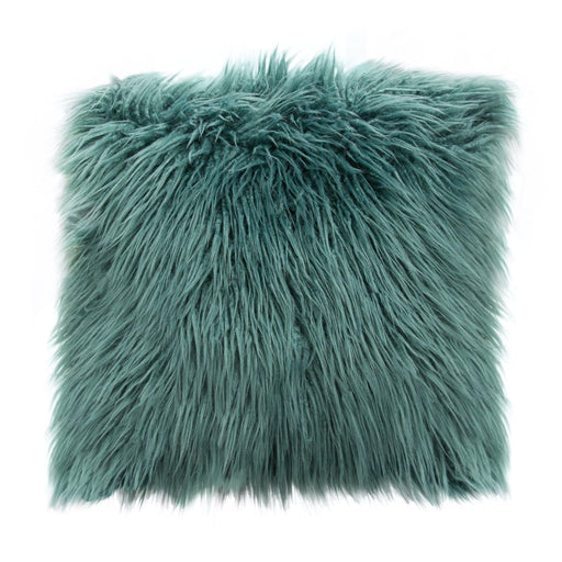 18" Square Accent Pillow by Diamond Sofa in Teal Dual-Sided Faux Fur - R&R Furniture Gallery (Fountain Valley, CA)