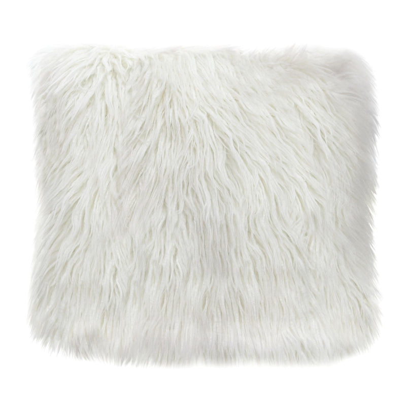 18" Square Accent Pillow by Diamond Sofa in White Dual-Sided Faux Fur - R&R Furniture Gallery (Fountain Valley, CA)
