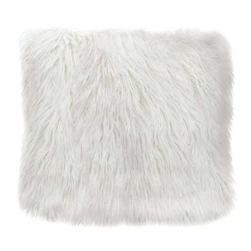 18" Square Accent Pillow by Diamond Sofa in White Dual-Sided Faux Fur - R&R Furniture Gallery (Fountain Valley, CA)