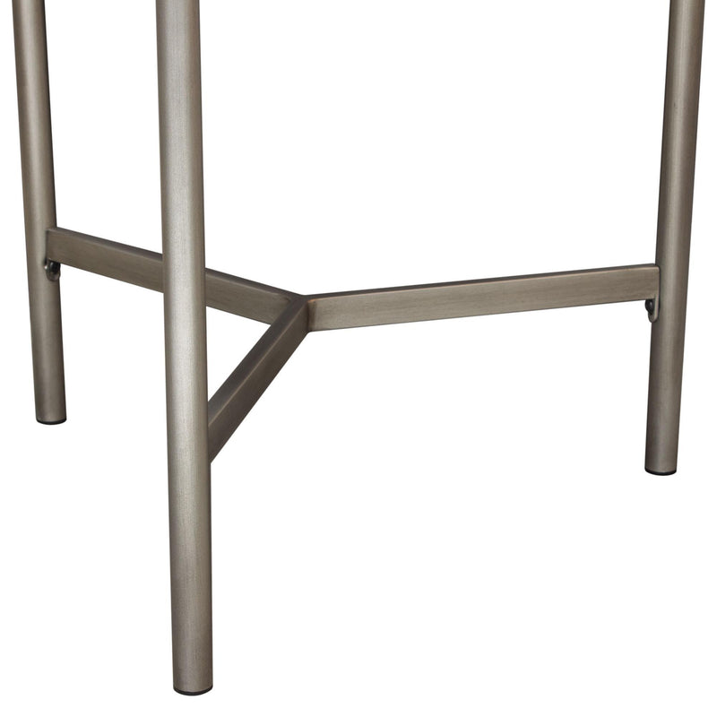 Atwood 22" Round End Table w/ Grey Oak Veneer Top & Brushed Silver Metal Base by Diamond Sofa - R&R Furniture Gallery (Fountain Valley, CA)