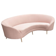 Celine Curved Sofa with Contoured Back in Blush Pink Velvet and Gold Metal Legs by Diamond Sofa - R&R Furniture Gallery (Fountain Valley, CA)