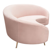 Celine Curved Sofa with Contoured Back in Blush Pink Velvet and Gold Metal Legs by Diamond Sofa - R&R Furniture Gallery (Fountain Valley, CA)