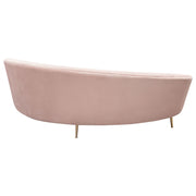 Celine Curved Sofa with Contoured Back in Blush Pink Velvet and Gold Metal Legs by Diamond Sofa - R&R Furniture Gallery (Fountain Valley, CA)