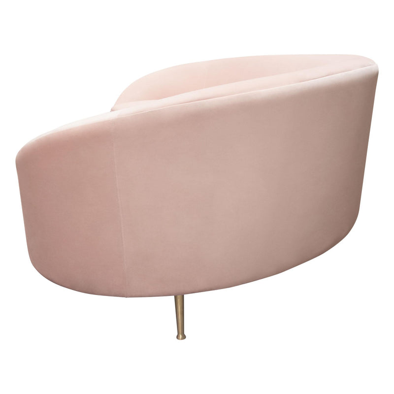 Celine Curved Sofa with Contoured Back in Blush Pink Velvet and Gold Metal Legs by Diamond Sofa - R&R Furniture Gallery (Fountain Valley, CA)