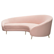 Celine Curved Sofa with Contoured Back in Blush Pink Velvet and Gold Metal Legs by Diamond Sofa - R&R Furniture Gallery (Fountain Valley, CA)