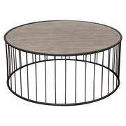 Gibson 38" Round Cocktail Table with Grey Oak Finished Top and Metal Base by Diamond Sofa - R&R Furniture Gallery (Fountain Valley, CA)
