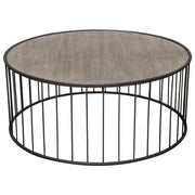 Gibson 38" Round Cocktail Table with Grey Oak Finished Top and Metal Base by Diamond Sofa - R&R Furniture Gallery (Fountain Valley, CA)