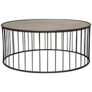 Gibson 38" Round Cocktail Table with Grey Oak Finished Top and Metal Base by Diamond Sofa - R&R Furniture Gallery (Fountain Valley, CA)