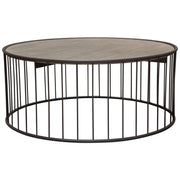 Gibson 38" Round Cocktail Table with Grey Oak Finished Top and Metal Base by Diamond Sofa - R&R Furniture Gallery (Fountain Valley, CA)