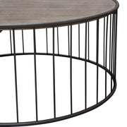 Gibson 38" Round Cocktail Table with Grey Oak Finished Top and Metal Base by Diamond Sofa - R&R Furniture Gallery (Fountain Valley, CA)