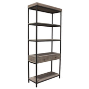 Sequoia 87" 2-Drawered Shelf Unit in Grey Oak Finish with Iron Frame by Diamond Sofa - R&R Furniture Gallery (Fountain Valley, CA)