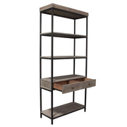 Sequoia 87" 2-Drawered Shelf Unit in Grey Oak Finish with Iron Frame by Diamond Sofa - R&R Furniture Gallery (Fountain Valley, CA)