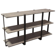 Sherman 59" 3-Tiered Shelf Unit in Grey Oak Finish with Iron Supports by Diamond Sofa - R&R Furniture Gallery (Fountain Valley, CA)