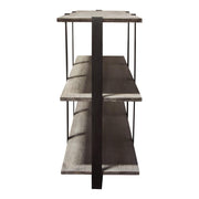 Sherman 59" 3-Tiered Shelf Unit in Grey Oak Finish with Iron Supports by Diamond Sofa - R&R Furniture Gallery (Fountain Valley, CA)