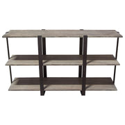 Sherman 59" 3-Tiered Shelf Unit in Grey Oak Finish with Iron Supports by Diamond Sofa - R&R Furniture Gallery (Fountain Valley, CA)