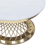 Solstice 35" Round Cocktail Table with Genuine Marble Top and Polished Gold Spiral Spoked Base by Diamond Sofa - R&R Furniture Gallery (Fountain Valley, CA)