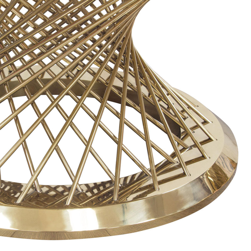 Solstice 35" Round Cocktail Table with Genuine Marble Top and Polished Gold Spiral Spoked Base by Diamond Sofa - R&R Furniture Gallery (Fountain Valley, CA)