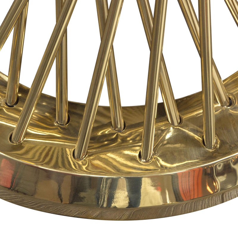 Solstice 18" Round End Table with Genuine Marble Top and Polished Gold Spiral Spoked Base by Diamond Sofa - R&R Furniture Gallery (Fountain Valley, CA)