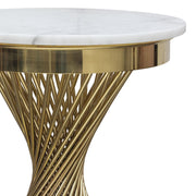 Solstice 18" Round End Table with Genuine Marble Top and Polished Gold Spiral Spoked Base by Diamond Sofa - R&R Furniture Gallery (Fountain Valley, CA)