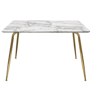 Chance Faux Marble Top Rectangular Dining Table w/ Brushed Gold Metal Legs by Diamond Sofa - R&R Furniture Gallery (Fountain Valley, CA)