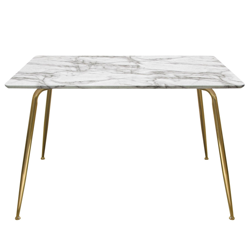 Chance Faux Marble Top Rectangular Dining Table w/ Brushed Gold Metal Legs by Diamond Sofa - R&R Furniture Gallery (Fountain Valley, CA)