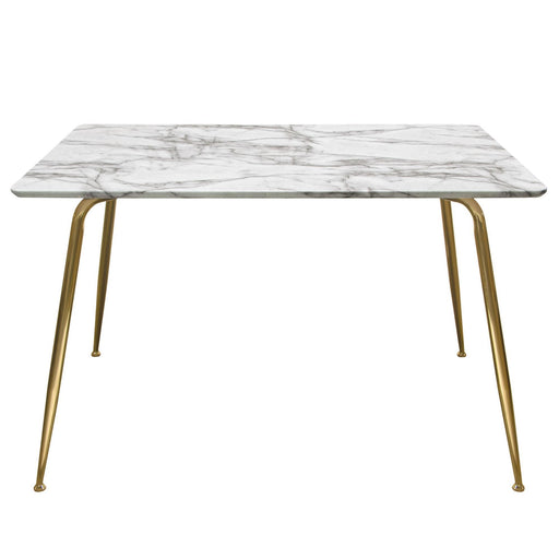 Chance Faux Marble Top Rectangular Dining Table w/ Brushed Gold Metal Legs by Diamond Sofa - R&R Furniture Gallery (Fountain Valley, CA)