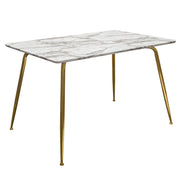 Chance Faux Marble Top Rectangular Dining Table w/ Brushed Gold Metal Legs by Diamond Sofa - R&R Furniture Gallery (Fountain Valley, CA)