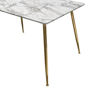 Chance Faux Marble Top Rectangular Dining Table w/ Brushed Gold Metal Legs by Diamond Sofa - R&R Furniture Gallery (Fountain Valley, CA)