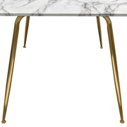 Chance Faux Marble Top Rectangular Dining Table w/ Brushed Gold Metal Legs by Diamond Sofa - R&R Furniture Gallery (Fountain Valley, CA)