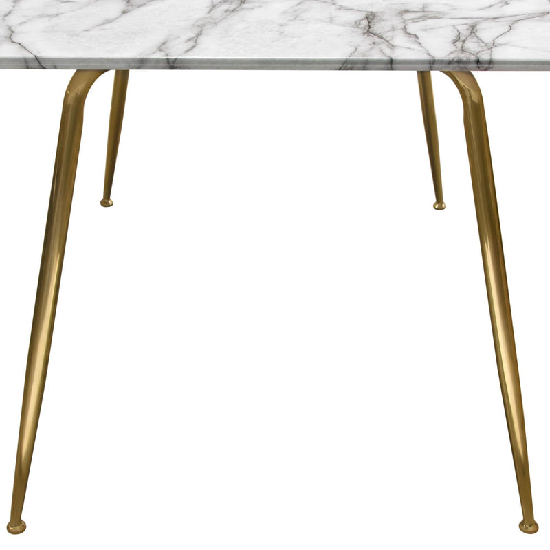 Chance Faux Marble Top Rectangular Dining Table w/ Brushed Gold Metal Legs by Diamond Sofa - R&R Furniture Gallery (Fountain Valley, CA)