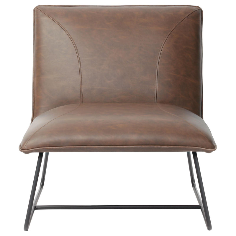 Jordan Armless Accent Chair in Chocolate Leatherette with Chrome Metal Base by Diamond Sofa - R&R Furniture Gallery (Fountain Valley, CA)