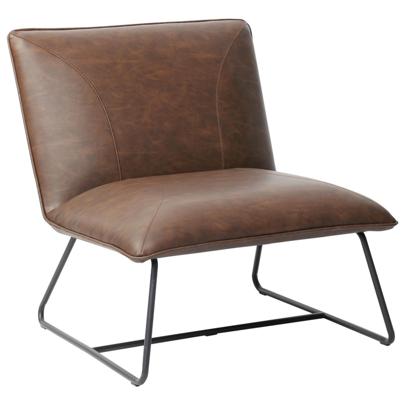 Jordan Armless Accent Chair in Chocolate Leatherette with Chrome Metal Base by Diamond Sofa - R&R Furniture Gallery (Fountain Valley, CA)