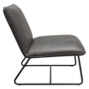 Jordan Armless Accent Chair in Weathered Grey Leatherette with Black Metal Base by Diamond Sofa - R&R Furniture Gallery (Fountain Valley, CA)