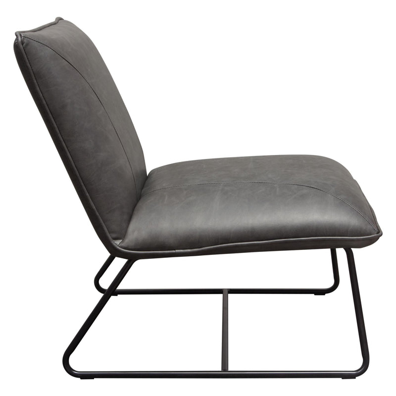 Jordan Armless Accent Chair in Weathered Grey Leatherette with Black Metal Base by Diamond Sofa - R&R Furniture Gallery (Fountain Valley, CA)