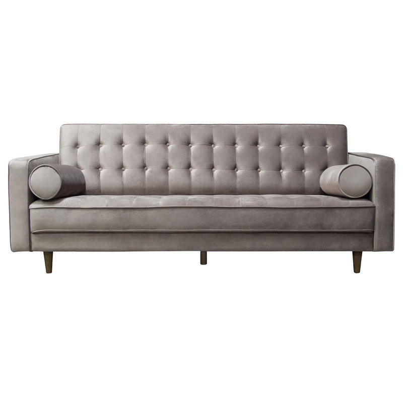 Juniper Tufted Sofa in Champagne Grey Velvet with (2) Bolster Pillows by Diamond Sofa - R&R Furniture Gallery (Fountain Valley, CA)