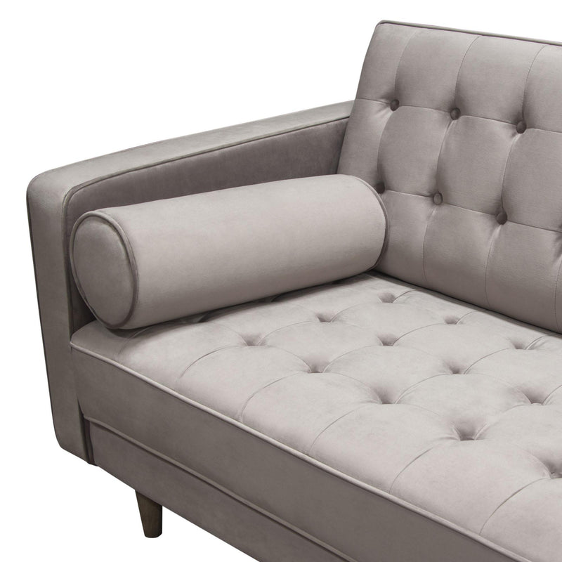 Juniper Tufted Sofa in Champagne Grey Velvet with (2) Bolster Pillows by Diamond Sofa - R&R Furniture Gallery (Fountain Valley, CA)