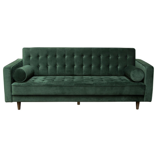 Juniper Tufted Sofa in Hunter Green Velvet with (2) Bolster Pillows by Diamond Sofa - R&R Furniture Gallery (Fountain Valley, CA)