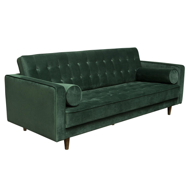 Juniper Tufted Sofa in Hunter Green Velvet with (2) Bolster Pillows by Diamond Sofa - R&R Furniture Gallery (Fountain Valley, CA)