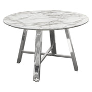 Paris 47" Round Dining Table w/ Faux Marble Top and Chrome Base by Diamond Sofa - R&R Furniture Gallery (Fountain Valley, CA)