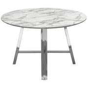 Paris 47" Round Dining Table w/ Faux Marble Top and Chrome Base by Diamond Sofa - R&R Furniture Gallery (Fountain Valley, CA)