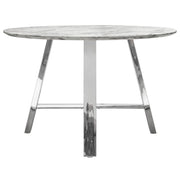 Paris 47" Round Dining Table w/ Faux Marble Top and Chrome Base by Diamond Sofa - R&R Furniture Gallery (Fountain Valley, CA)