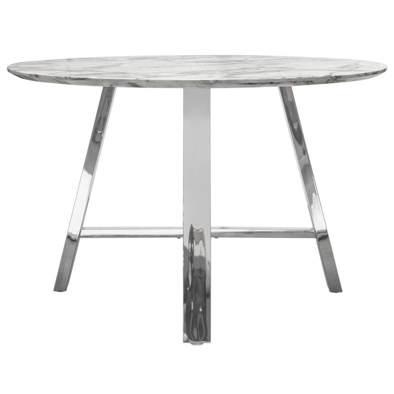 Paris 47" Round Dining Table w/ Faux Marble Top and Chrome Base by Diamond Sofa - R&R Furniture Gallery (Fountain Valley, CA)