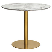 Stella 36" Round Dining Table w/ Faux Marble Top and Brushed Gold Metal Base by Diamond Sofa - R&R Furniture Gallery (Fountain Valley, CA)