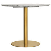 Stella 36" Round Dining Table w/ Faux Marble Top and Brushed Gold Metal Base by Diamond Sofa - R&R Furniture Gallery (Fountain Valley, CA)