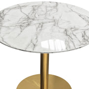 Stella 36" Round Dining Table w/ Faux Marble Top and Brushed Gold Metal Base by Diamond Sofa - R&R Furniture Gallery (Fountain Valley, CA)