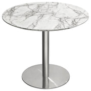 Stella 36" Round Dining Table w/ Faux Marble Top and Brushed Silver Metal Base by Diamond Sofa - R&R Furniture Gallery (Fountain Valley, CA)